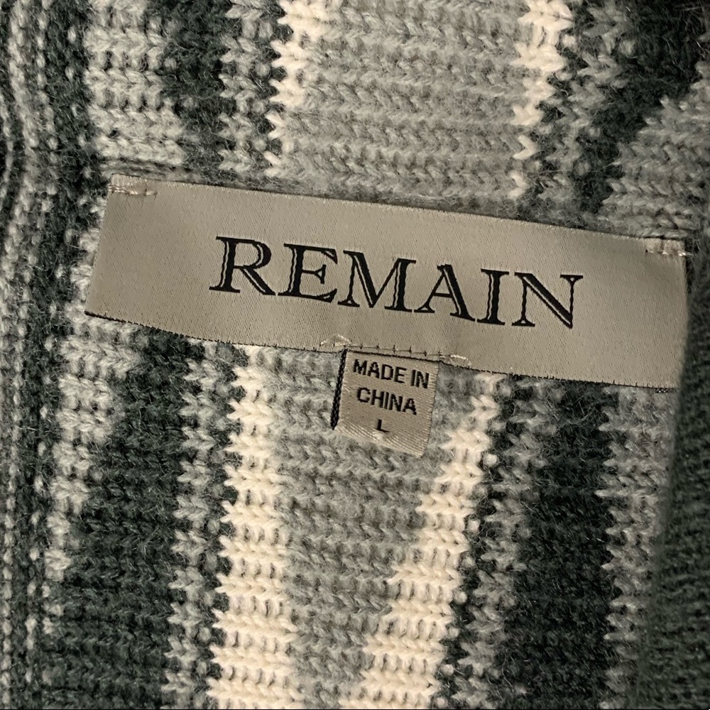 Women’s Remain Gray Acrylic Open Style Sweater Striped Cardigan Large - Picture 5 of 9